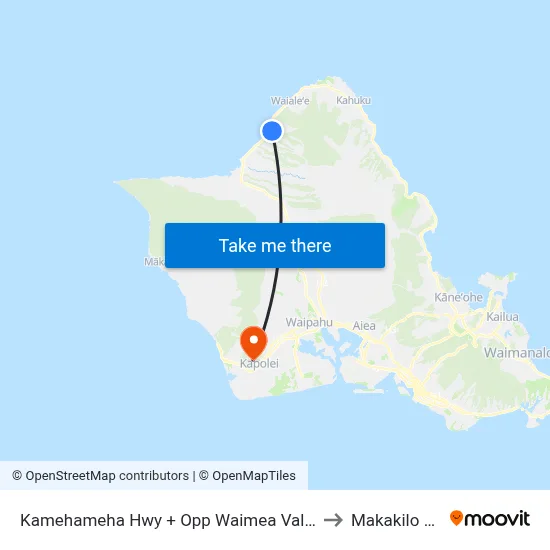 Kamehameha Hwy + Opp Waimea Valley Rd to Makakilo City map
