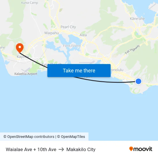 Waialae Ave + 10th Ave to Makakilo City map