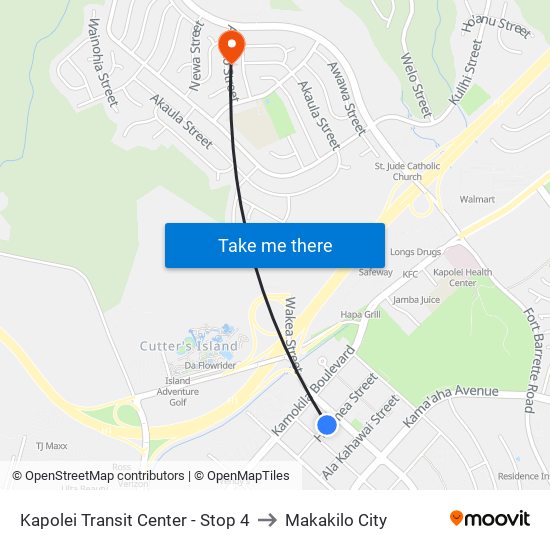 Kapolei Transit Center - Stop 4 to Makakilo City map