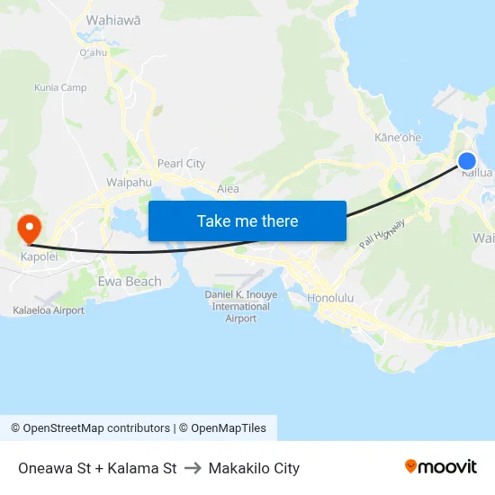 Oneawa St + Kalama St to Makakilo City map