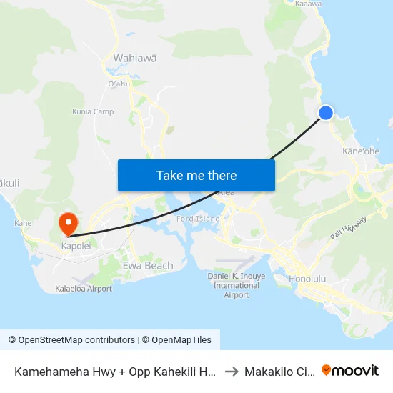 Kamehameha Hwy + Opp Kahekili Hwy to Makakilo City map