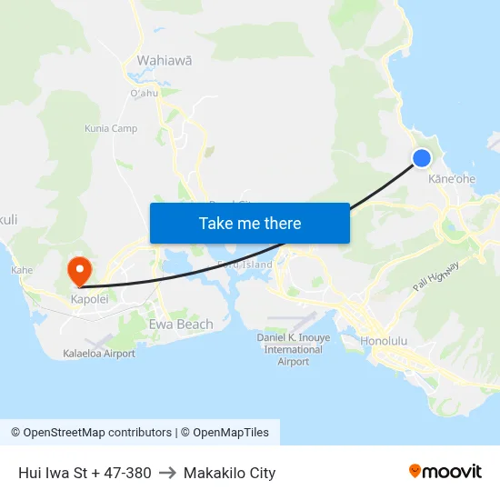 Hui Iwa St + 47-380 to Makakilo City map