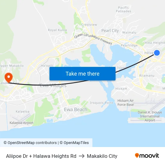 Aliipoe Dr + Halawa Heights Rd to Makakilo City map
