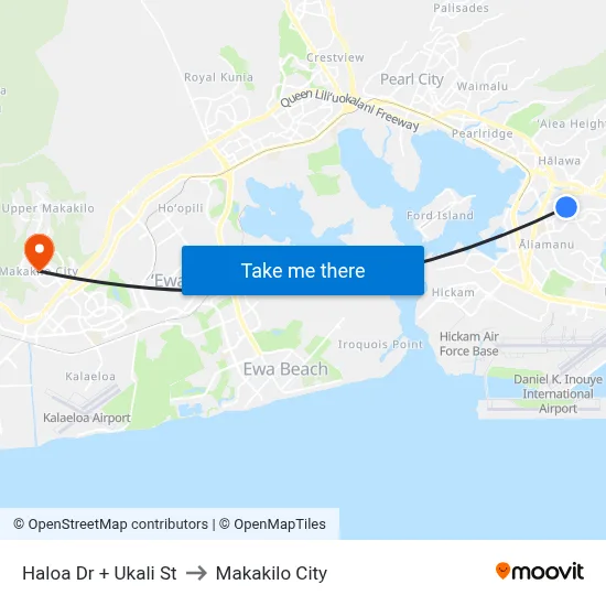Haloa Dr + Ukali St to Makakilo City map