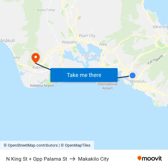 N King St + Opp Palama St to Makakilo City map