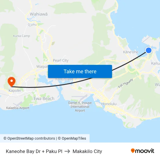 Kaneohe Bay Dr + Paku Pl to Makakilo City map
