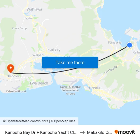 Kaneohe Bay Dr + Kaneohe Yacht Club to Makakilo City map