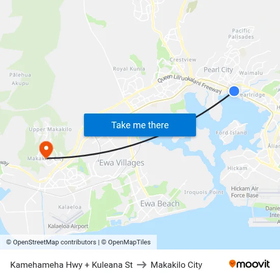 Kamehameha Hwy + Kuleana St to Makakilo City map