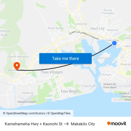Kamehameha Hwy + Kaonohi St to Makakilo City map