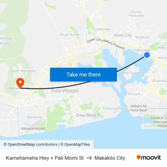 Kamehameha Hwy + Pali Momi St to Makakilo City map
