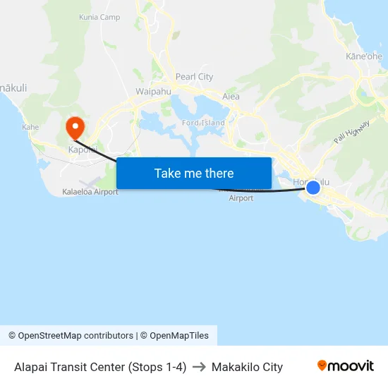 Alapai Transit Center (Stops 1-4) to Makakilo City map