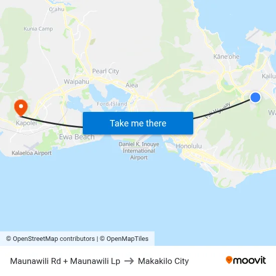 Maunawili Rd + Maunawili Lp to Makakilo City map