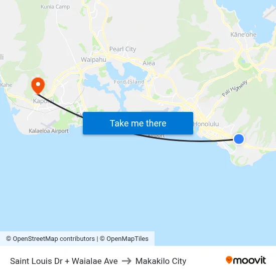 Saint Louis Dr + Waialae Ave to Makakilo City map