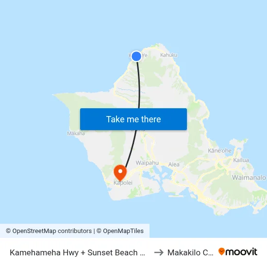 Kamehameha Hwy + Sunset Beach Park to Makakilo City map
