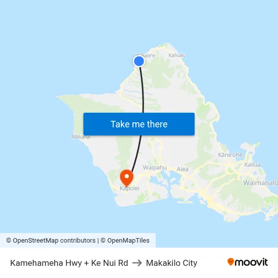 Kamehameha Hwy + Ke Nui Rd to Makakilo City map