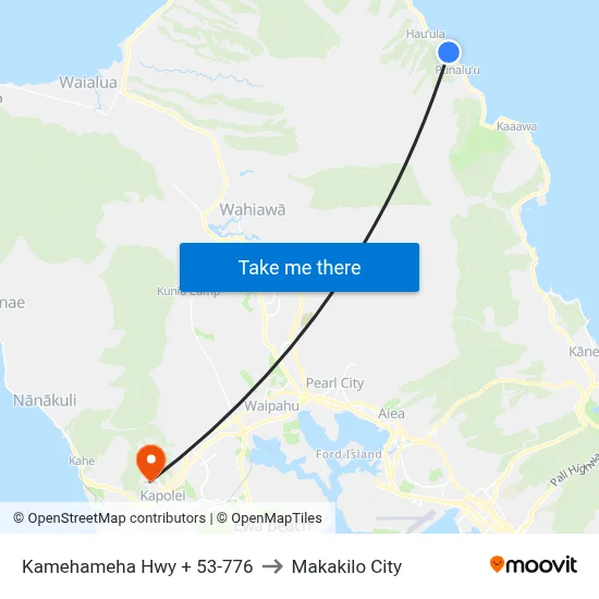 Kamehameha Hwy + 53-776 to Makakilo City map