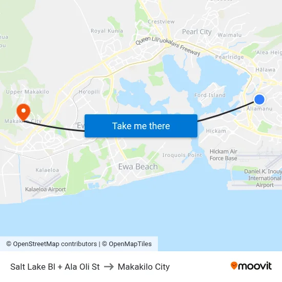 Salt Lake Bl + Ala Oli St to Makakilo City map