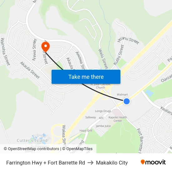 Farrington Hwy + Fort Barrette Rd to Makakilo City map