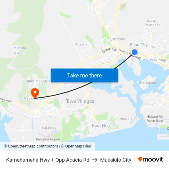Kamehameha Hwy + Opp Acacia Rd to Makakilo City map