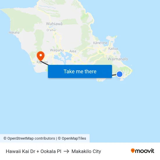 Hawaii Kai Dr + Ookala Pl to Makakilo City map