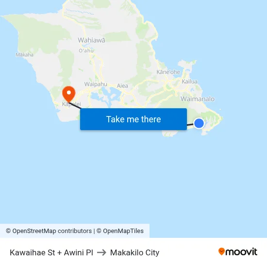 Kawaihae St + Awini Pl to Makakilo City map