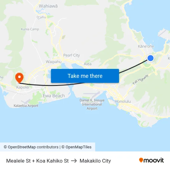 Mealele St + Koa Kahiko St to Makakilo City map