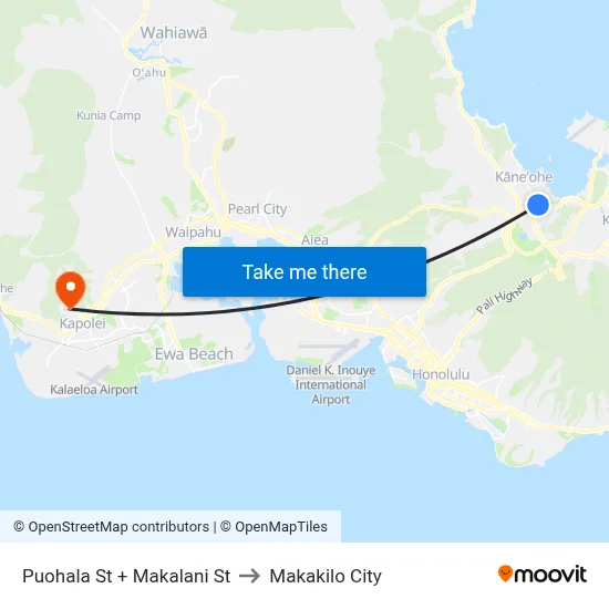 Puohala St + Makalani St to Makakilo City map
