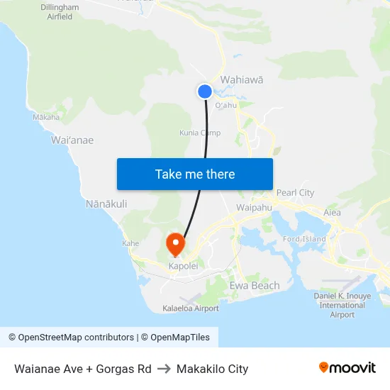 Waianae Ave + Gorgas Rd to Makakilo City map