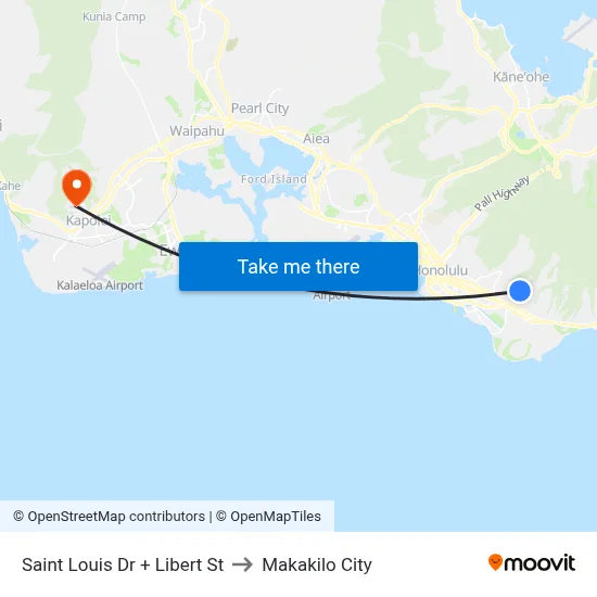 Saint Louis Dr + Libert St to Makakilo City map