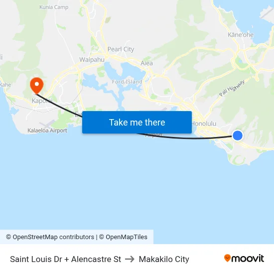 Saint Louis Dr + Alencastre St to Makakilo City map