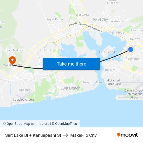 Salt Lake Bl + Kahuapaani St to Makakilo City map
