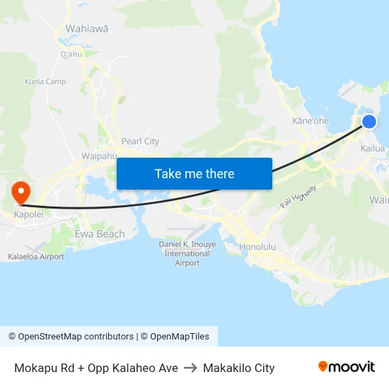 Mokapu Rd + Opp Kalaheo Ave to Makakilo City map