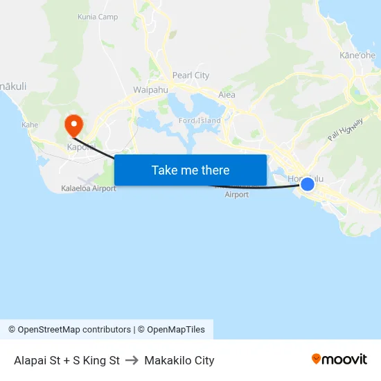 Alapai St + S King St to Makakilo City map