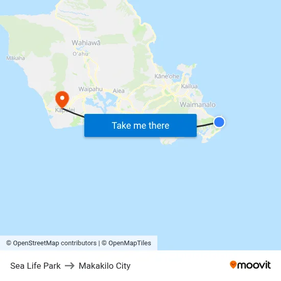 Sea Life Park to Makakilo City map