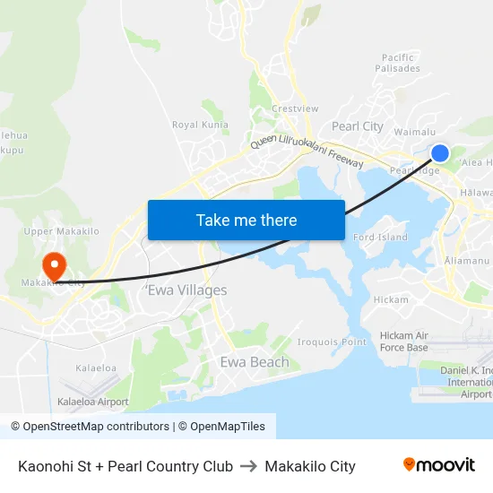 Kaonohi St + Pearl Country Club to Makakilo City map