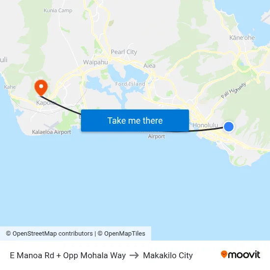 E Manoa Rd + Opp Mohala Way to Makakilo City map
