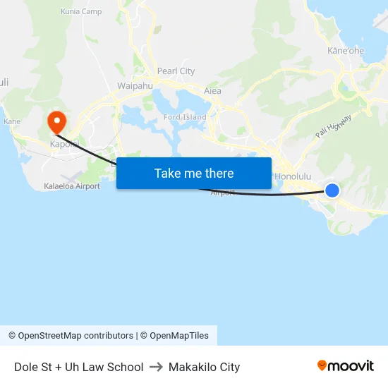Dole St + Uh Law School to Makakilo City map