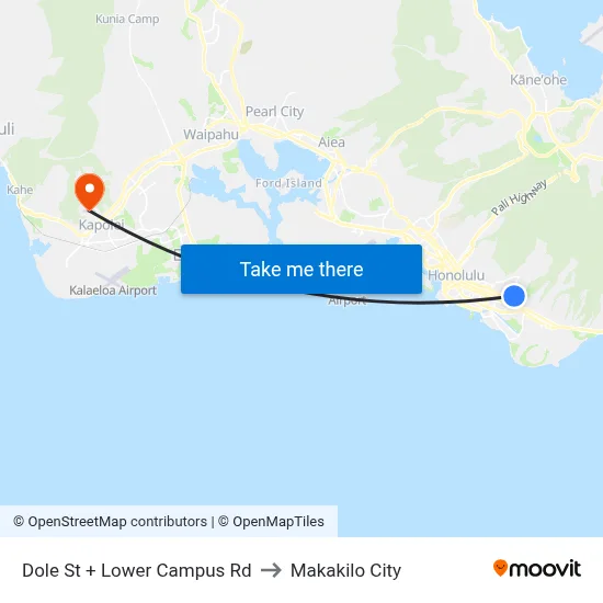 Dole St + Lower Campus Rd to Makakilo City map