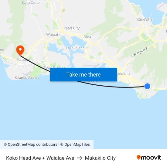 Koko Head Ave + Waialae Ave to Makakilo City map