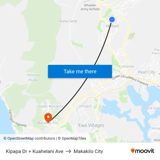 Kipapa Dr + Kuahelani Ave to Makakilo City map
