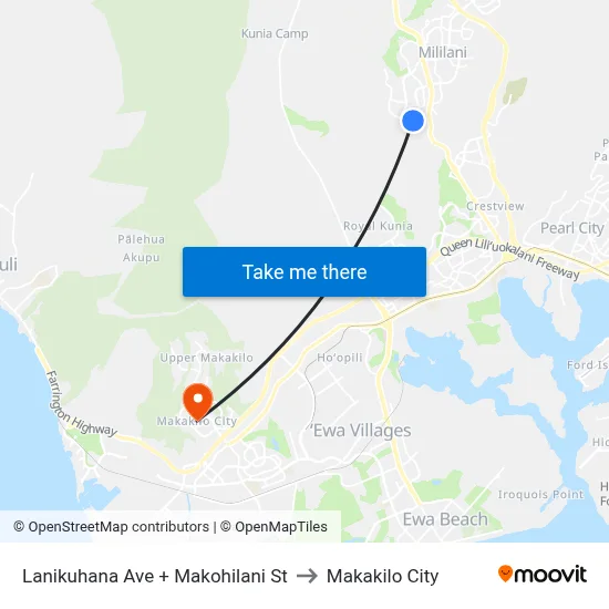 Lanikuhana Ave + Makohilani St to Makakilo City map