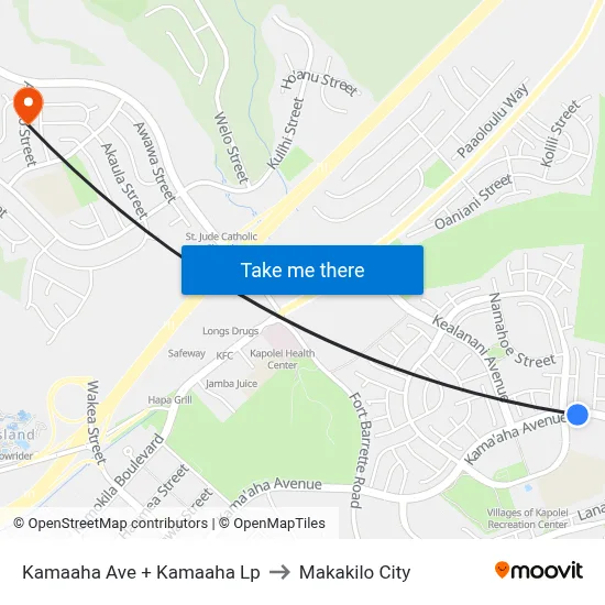 Kamaaha Ave + Kamaaha Lp to Makakilo City map