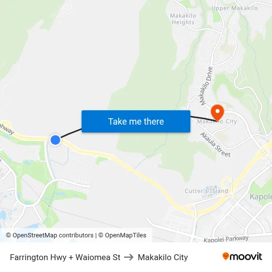 Farrington Hwy + Waiomea St to Makakilo City map