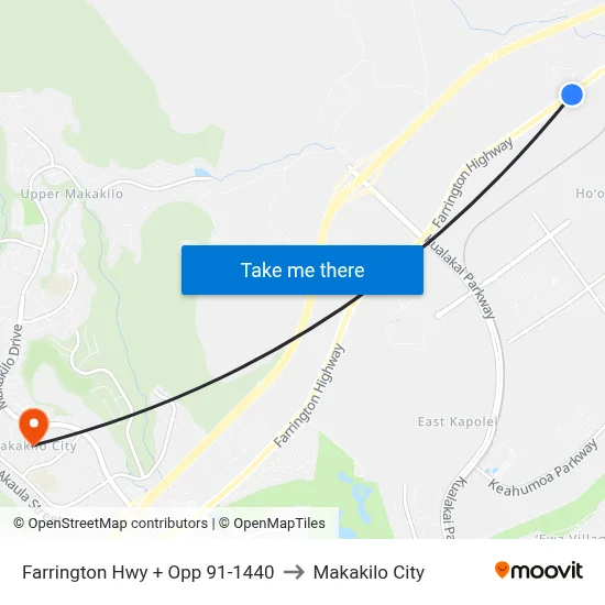 Farrington Hwy + Opp 91-1440 to Makakilo City map