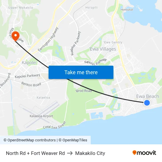 North Rd + Fort Weaver Rd to Makakilo City map