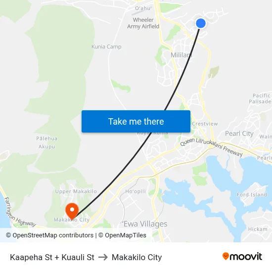 Kaapeha St + Kuauli St to Makakilo City map