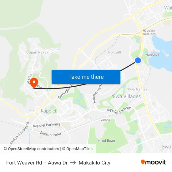 Fort Weaver Rd + Aawa Dr to Makakilo City map