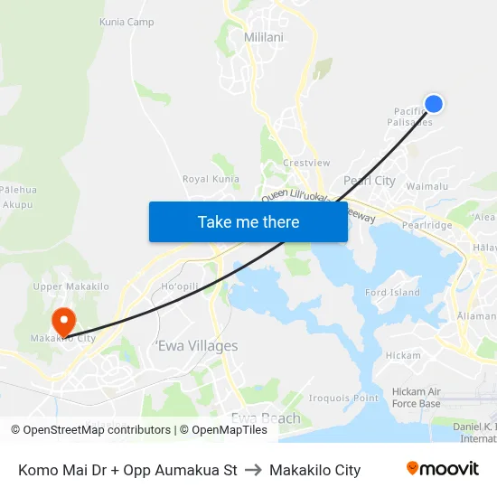 Komo Mai Dr + Opp Aumakua St to Makakilo City map