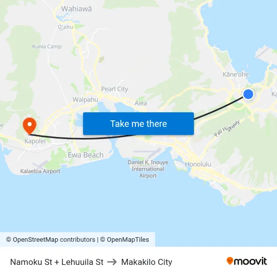 Namoku St + Lehuuila St to Makakilo City map