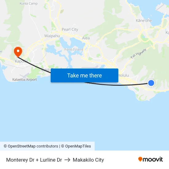 Monterey Dr + Lurline Dr to Makakilo City map